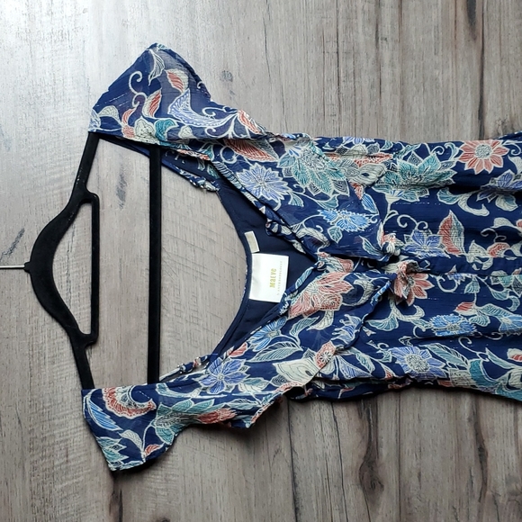 Anthro Maeve Mariposa Blue Pattern Button Front Tank - Picture 10 of 11